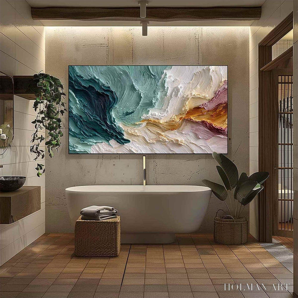 HOLMAN ART Coastal Rhythm – Large Horizontal Textured Impasto Ocean Painting - image 6