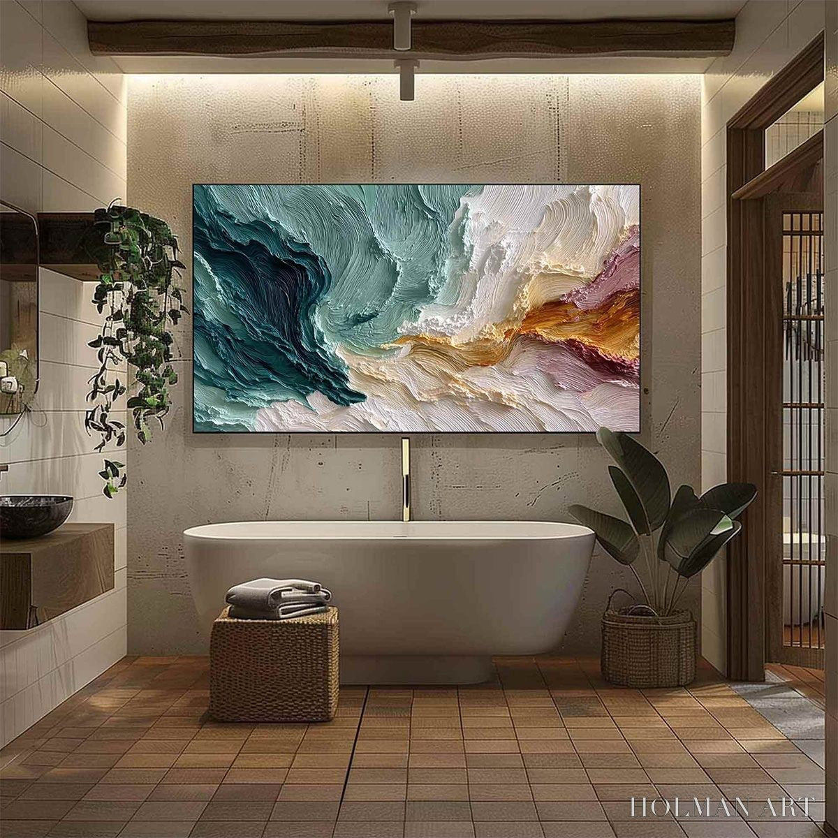HOLMAN ART Coastal Rhythm – Large Horizontal Textured Impasto Ocean Painting - image 6