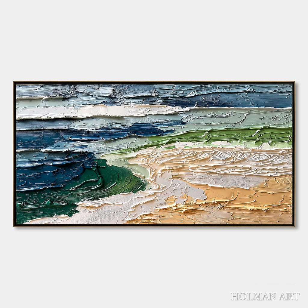 HOLMAN ART Coastal Drift – Textured Abstract Seascape Impasto Oil Painting - image 1