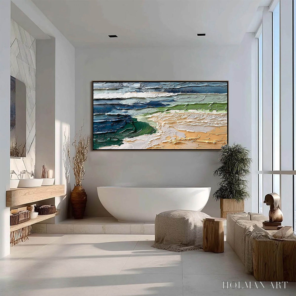 HOLMAN ART Coastal Drift – Textured Abstract Seascape Impasto Oil Painting - image 6