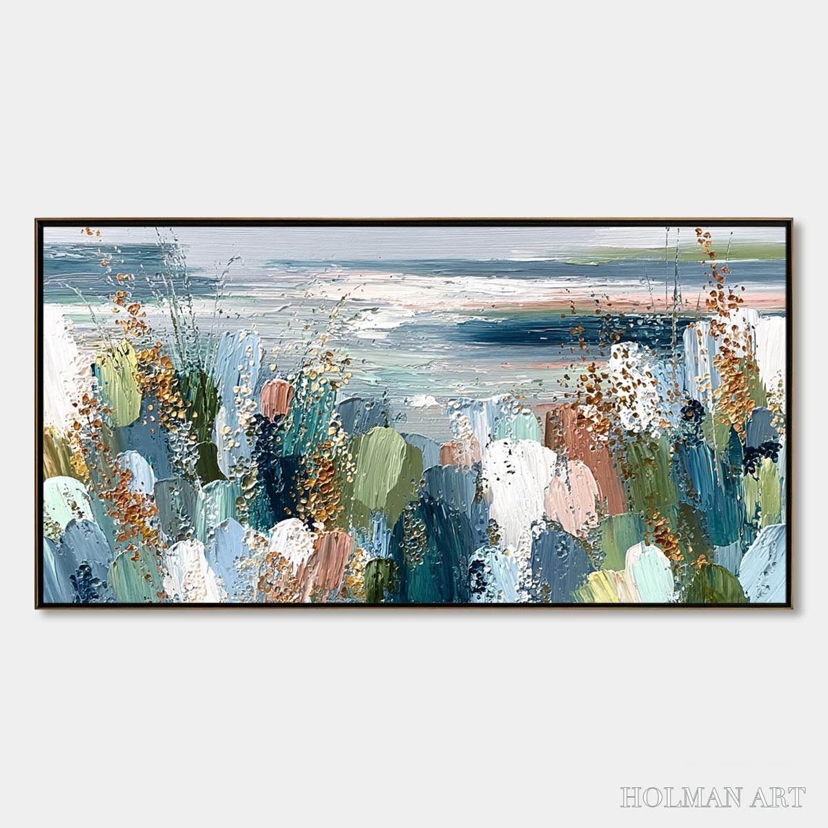 HOLMAN ART Coastal Bloom – Textured Abstract Seascape Impasto Oil Painting - image 1