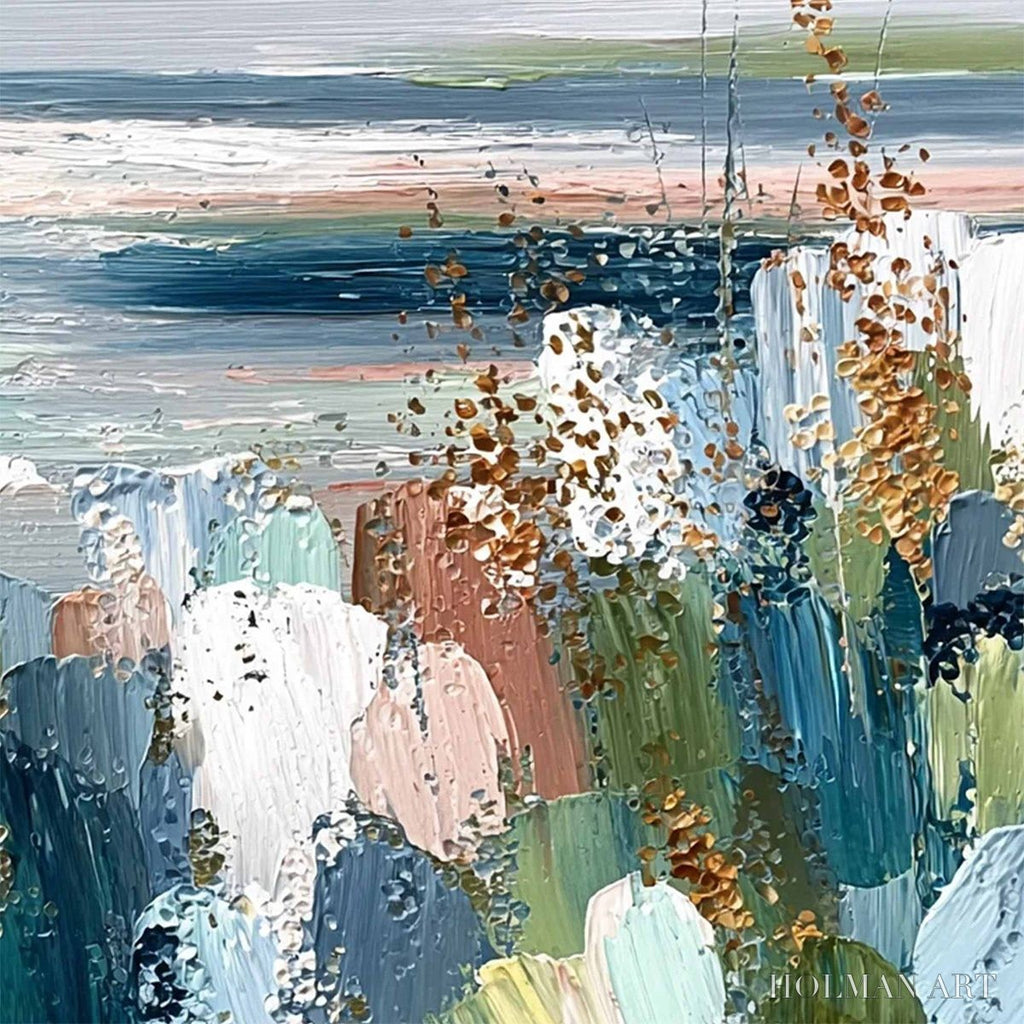 HOLMAN ART Coastal Bloom – Textured Abstract Seascape Impasto Oil Painting - image 5