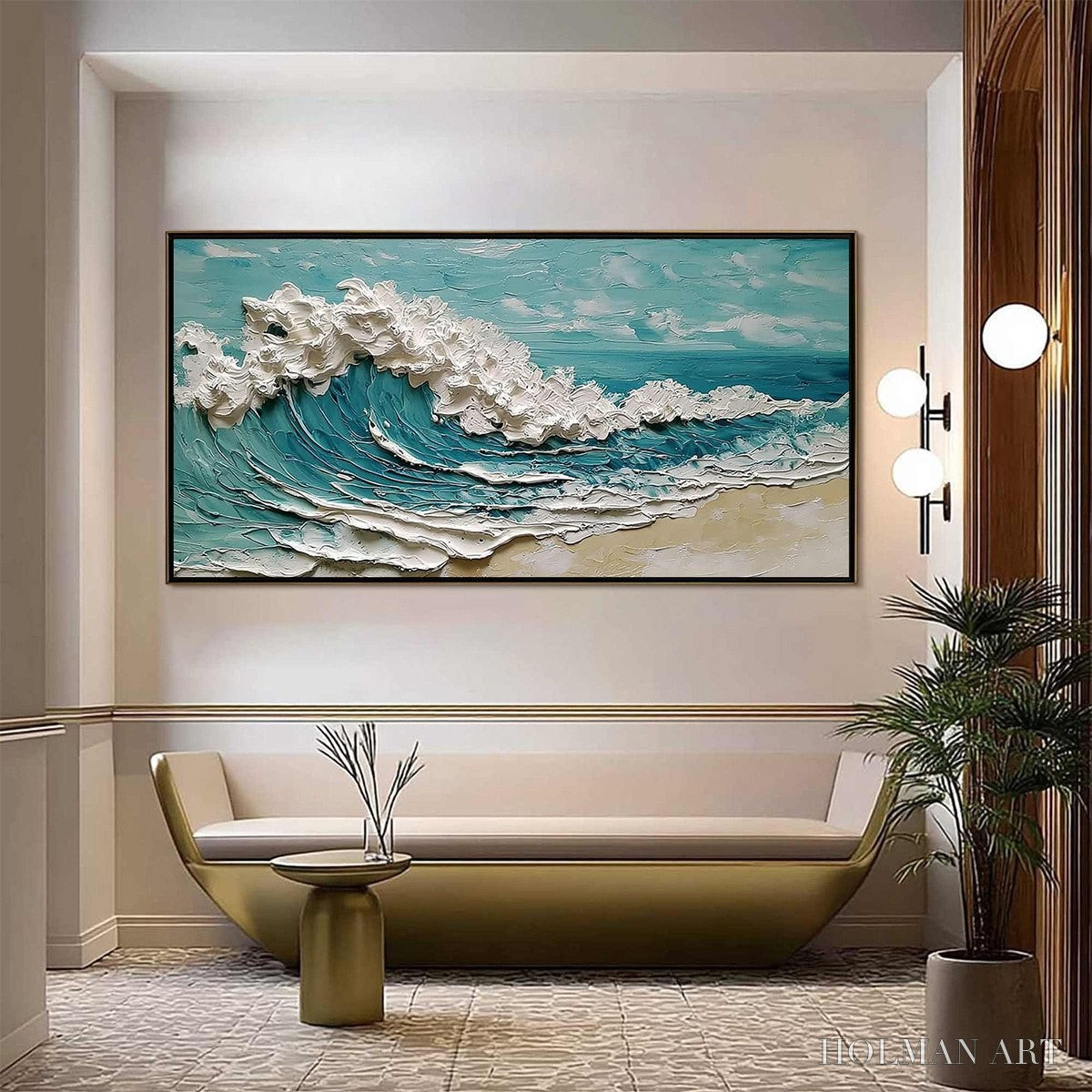 HOLMAN ART Azure Crest – Heavily Textured Impasto Ocean Wave Oil Painting - image 2