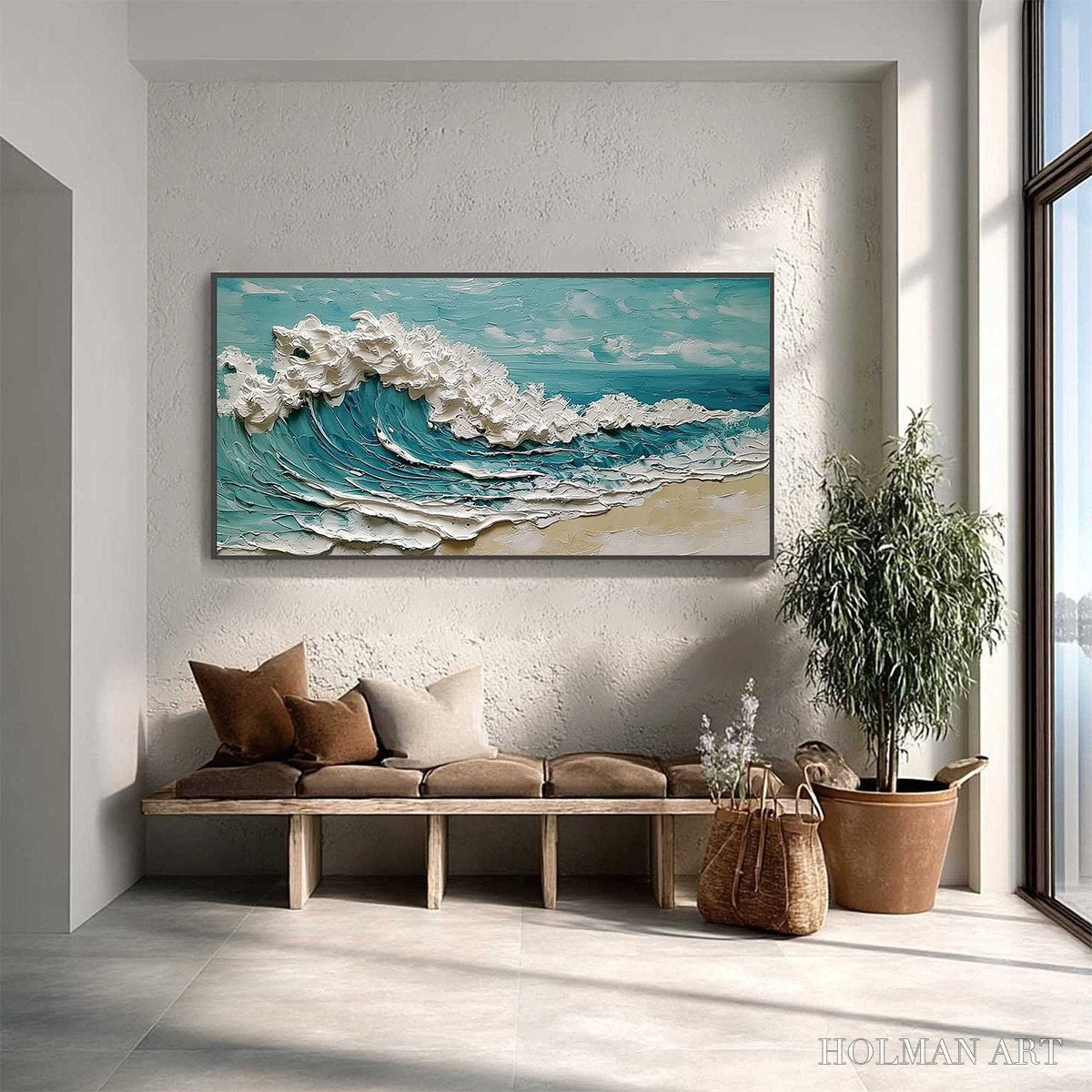 HOLMAN ART Azure Crest – Heavily Textured Impasto Ocean Wave Oil Painting - image 4