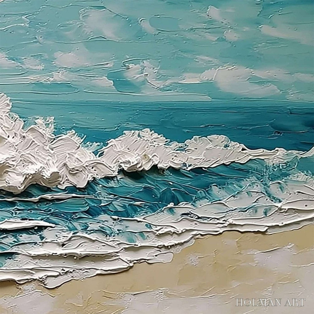 HOLMAN ART Azure Crest – Heavily Textured Impasto Ocean Wave Oil Painting - image 5