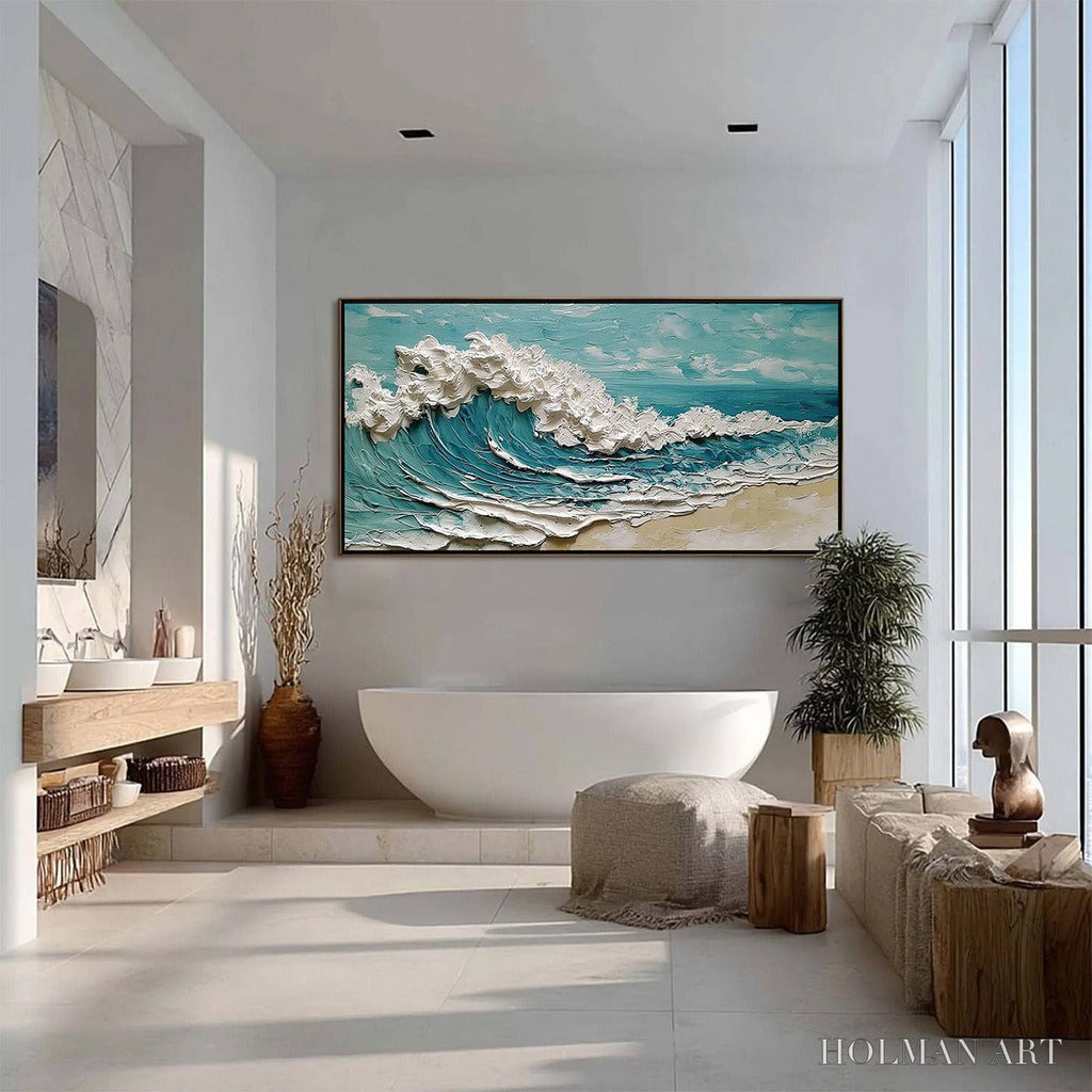 HOLMAN ART Azure Crest – Heavily Textured Impasto Ocean Wave Oil Painting - image 6