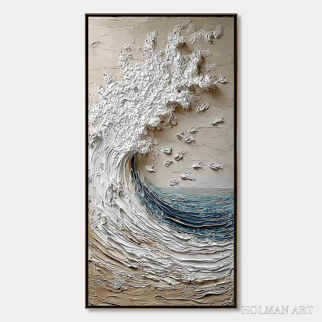 HOLMAN ART Crescendo | Textured Coastal Wave Impasto Original Oil Painting - image 1