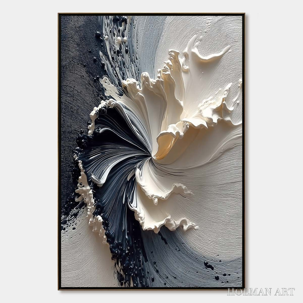 HOLMAN ART Eclipse in Bloom – Textured Wabi Sabi Abstract Floral Painting - image 1