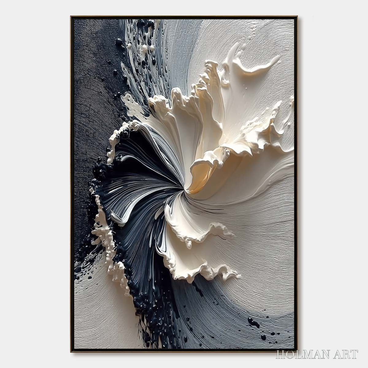 HOLMAN ART Eclipse in Bloom – Textured Wabi Sabi Abstract Floral Painting - image 1