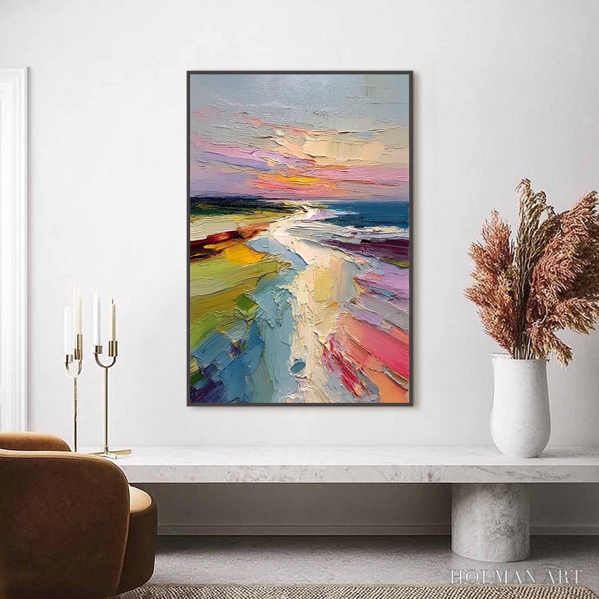HOLMAN ART Coastal Embrace – Textured Vertical Coastal Landscape Impasto Painting - image 2
