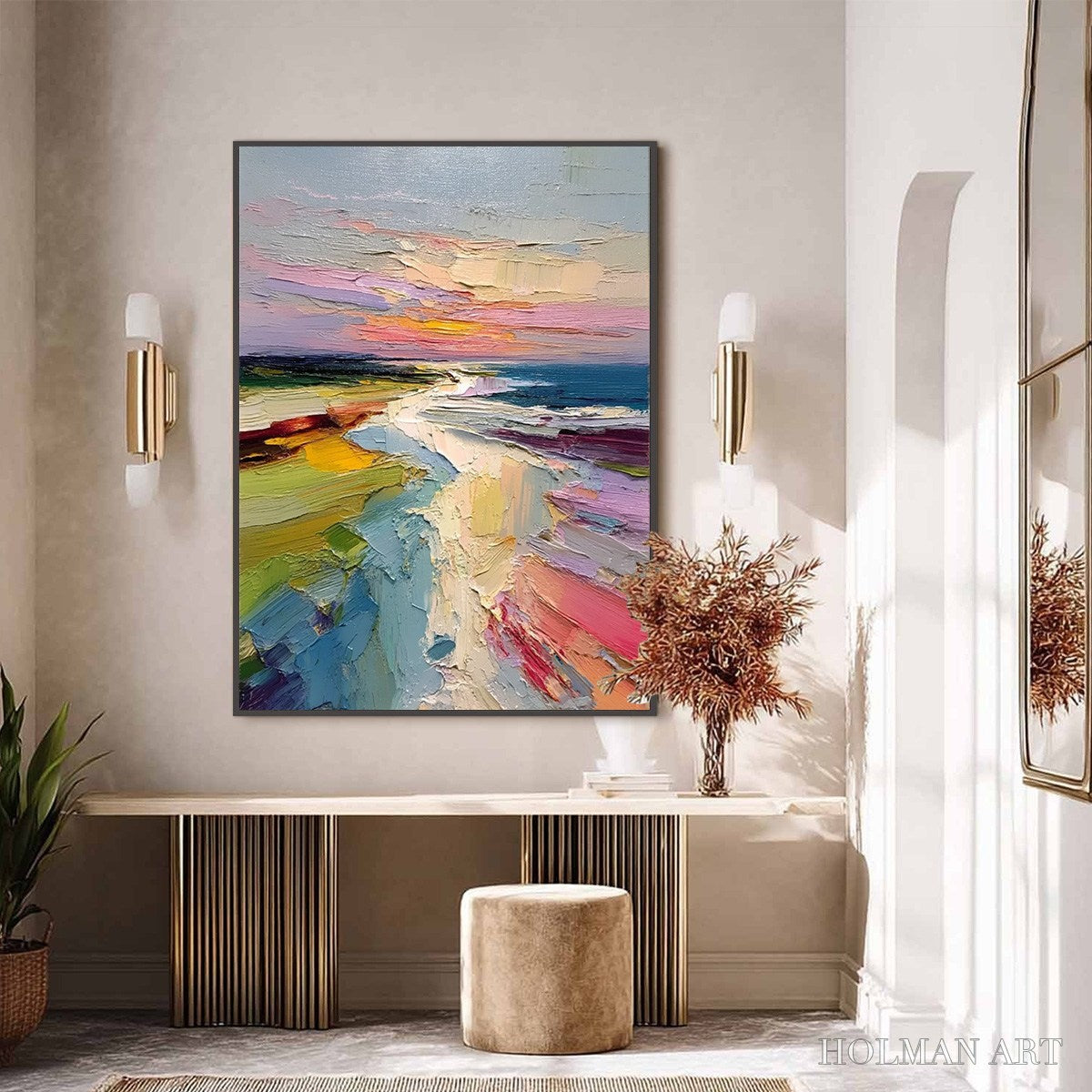 HOLMAN ART Coastal Embrace – Textured Vertical Coastal Landscape Impasto Painting - image 4