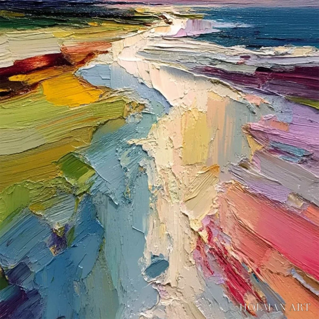 HOLMAN ART Coastal Embrace – Textured Vertical Coastal Landscape Impasto Painting - image 5