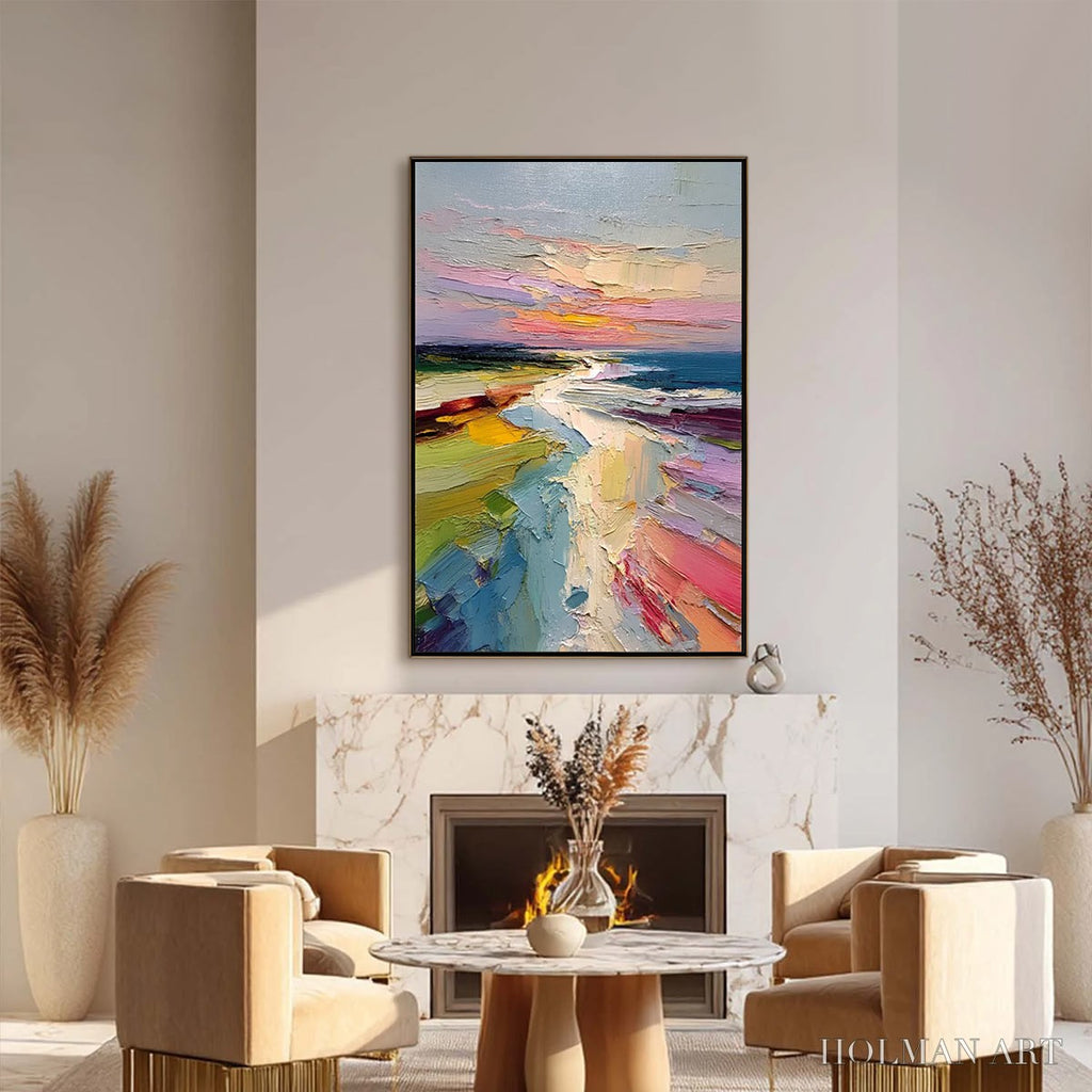HOLMAN ART Coastal Embrace – Textured Vertical Coastal Landscape Impasto Painting - image 6