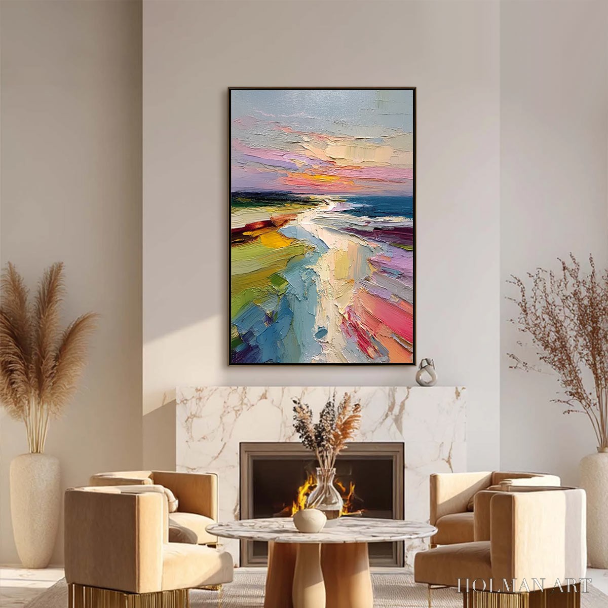 HOLMAN ART Coastal Embrace – Textured Vertical Coastal Landscape Impasto Painting - image 6