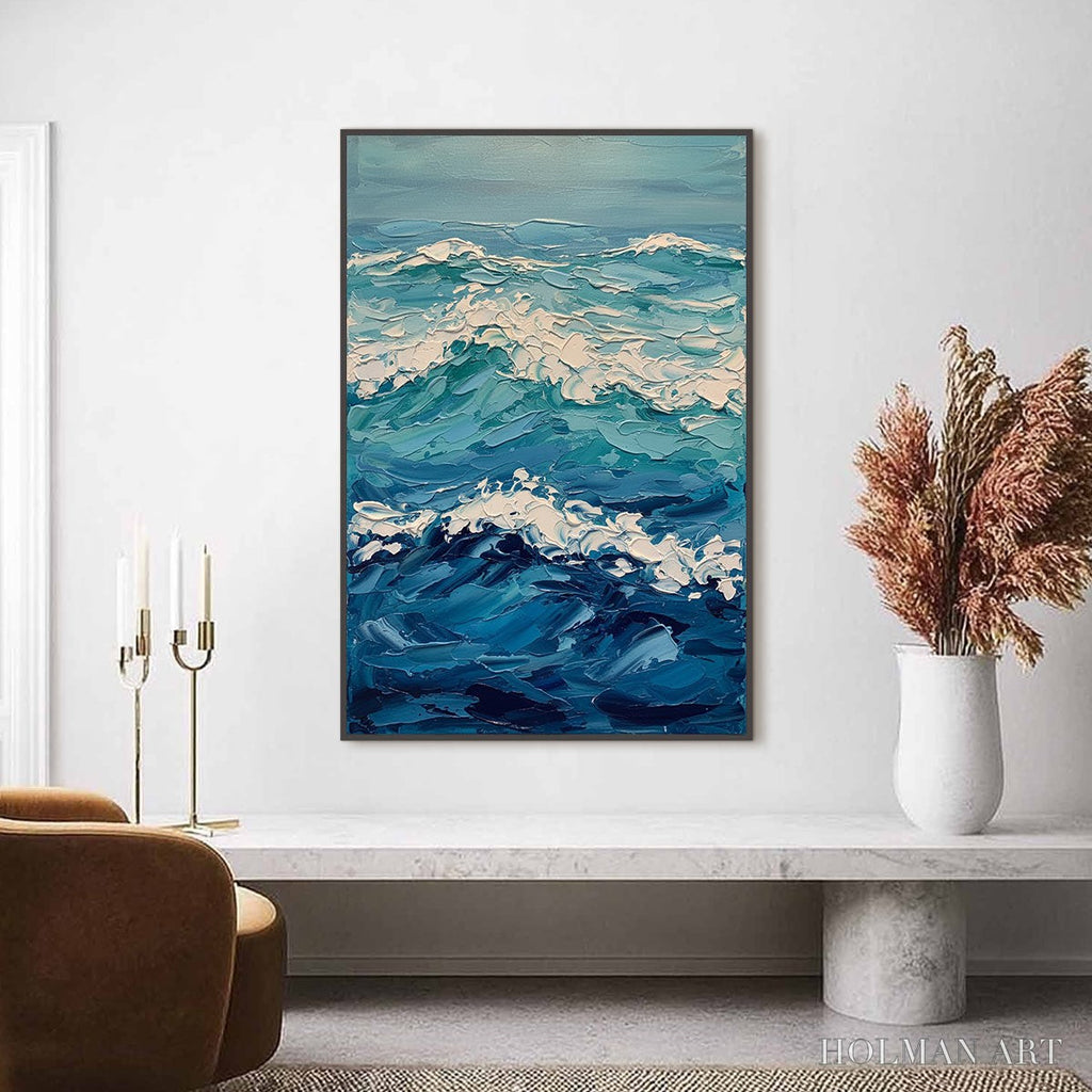 HOLMAN ART Azure Crest – Textured Impasto Ocean Wave - image 2