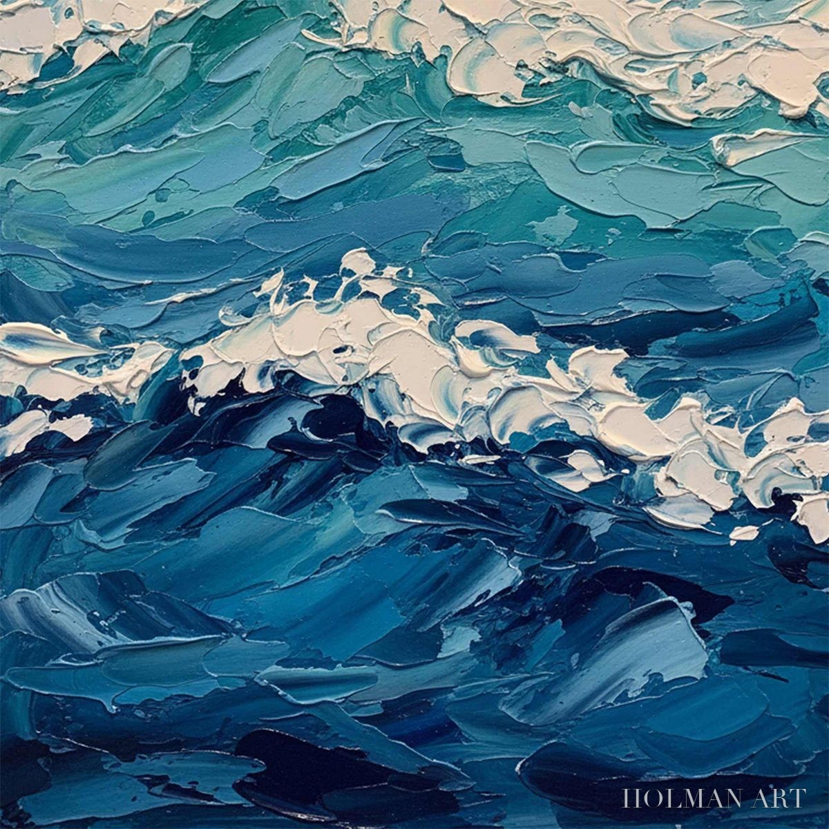 HOLMAN ART Azure Crest – Textured Impasto Ocean Wave - image 3