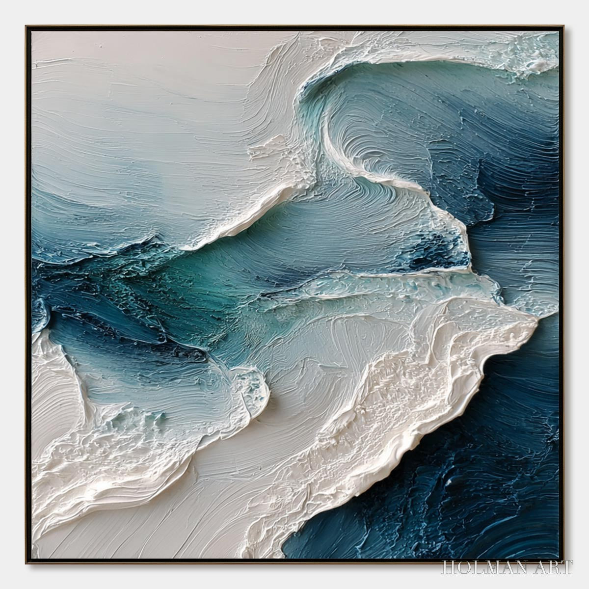 HOLMAN ART Tidal Rhythm – Wabi Sabi Textured Abstract Ocean Wave Painting - image 1