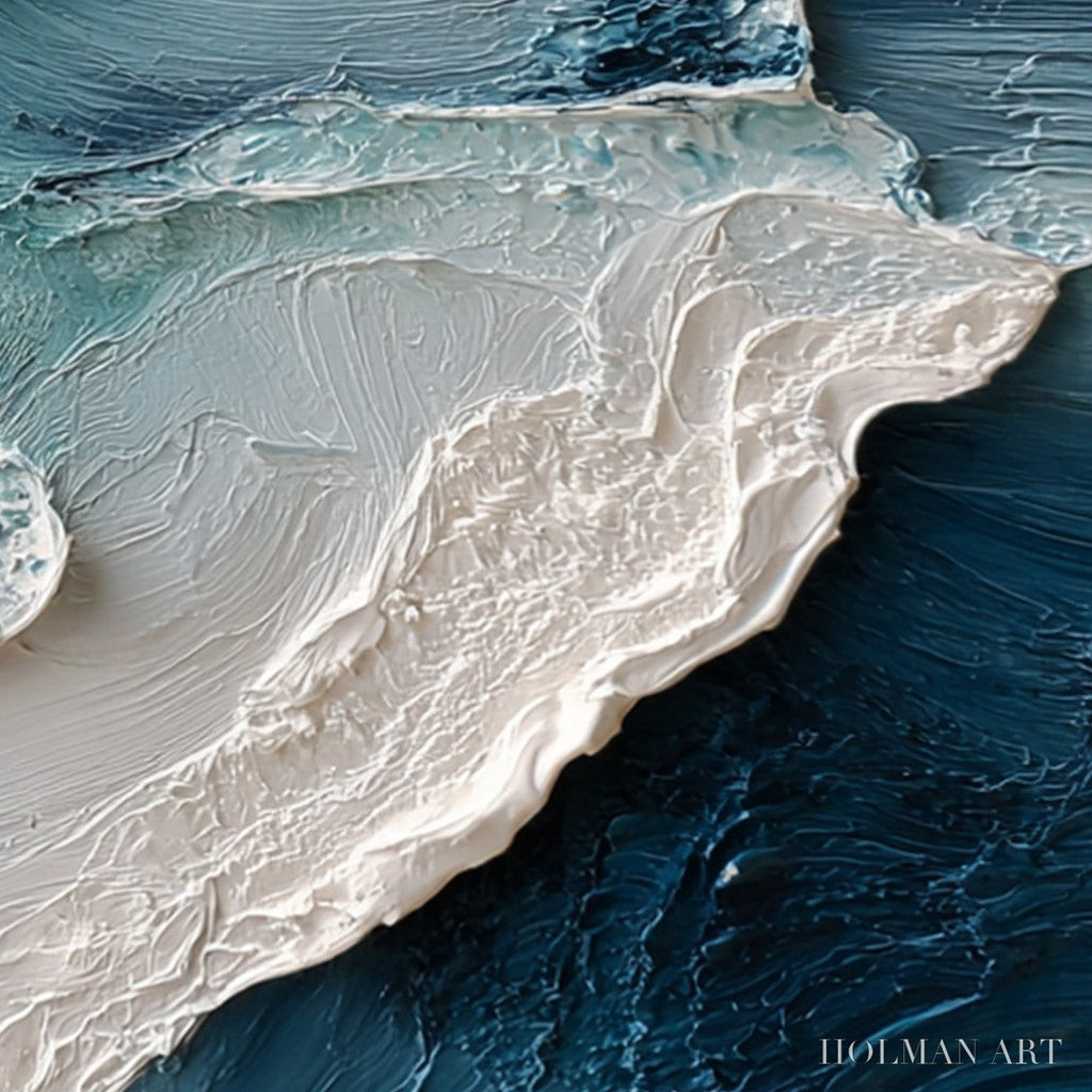 HOLMAN ART Tidal Rhythm – Wabi Sabi Textured Abstract Ocean Wave Painting - image 3