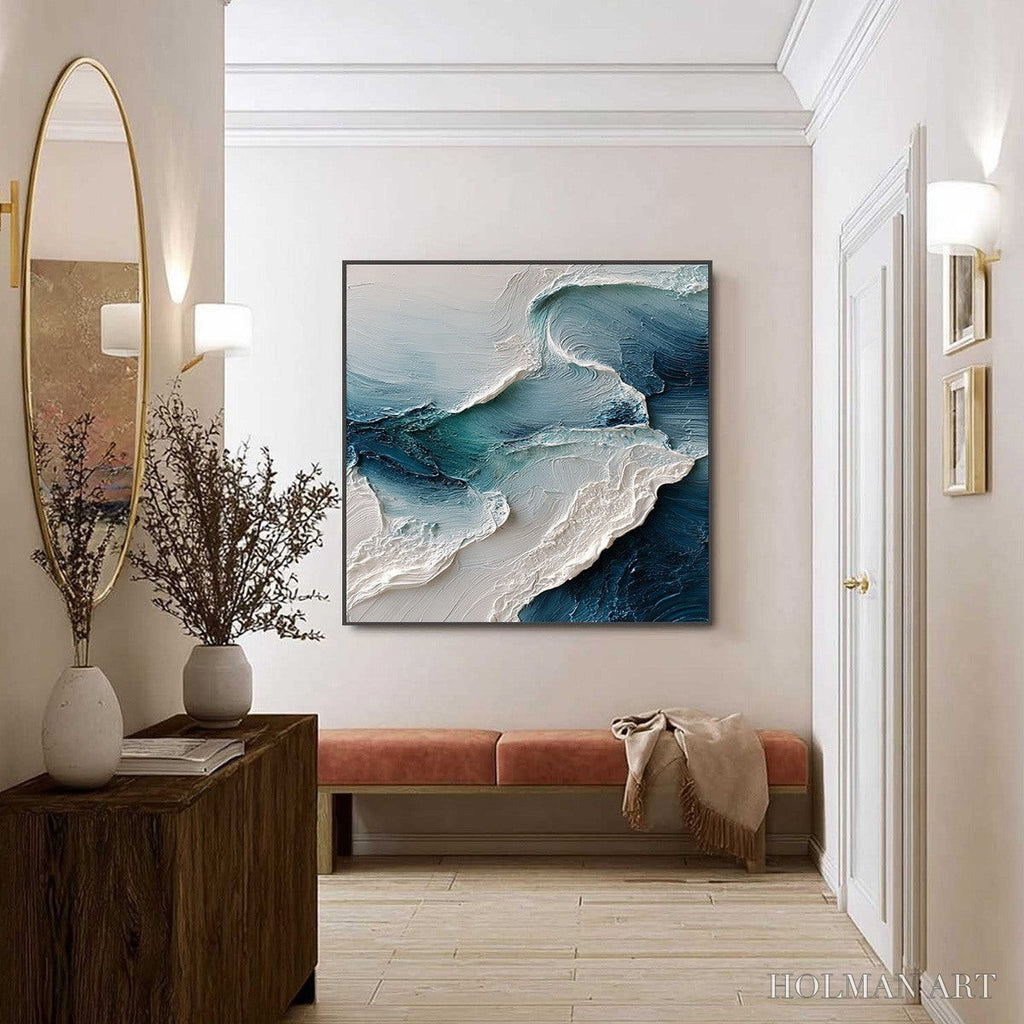 HOLMAN ART Tidal Rhythm – Wabi Sabi Textured Abstract Ocean Wave Painting - image 4