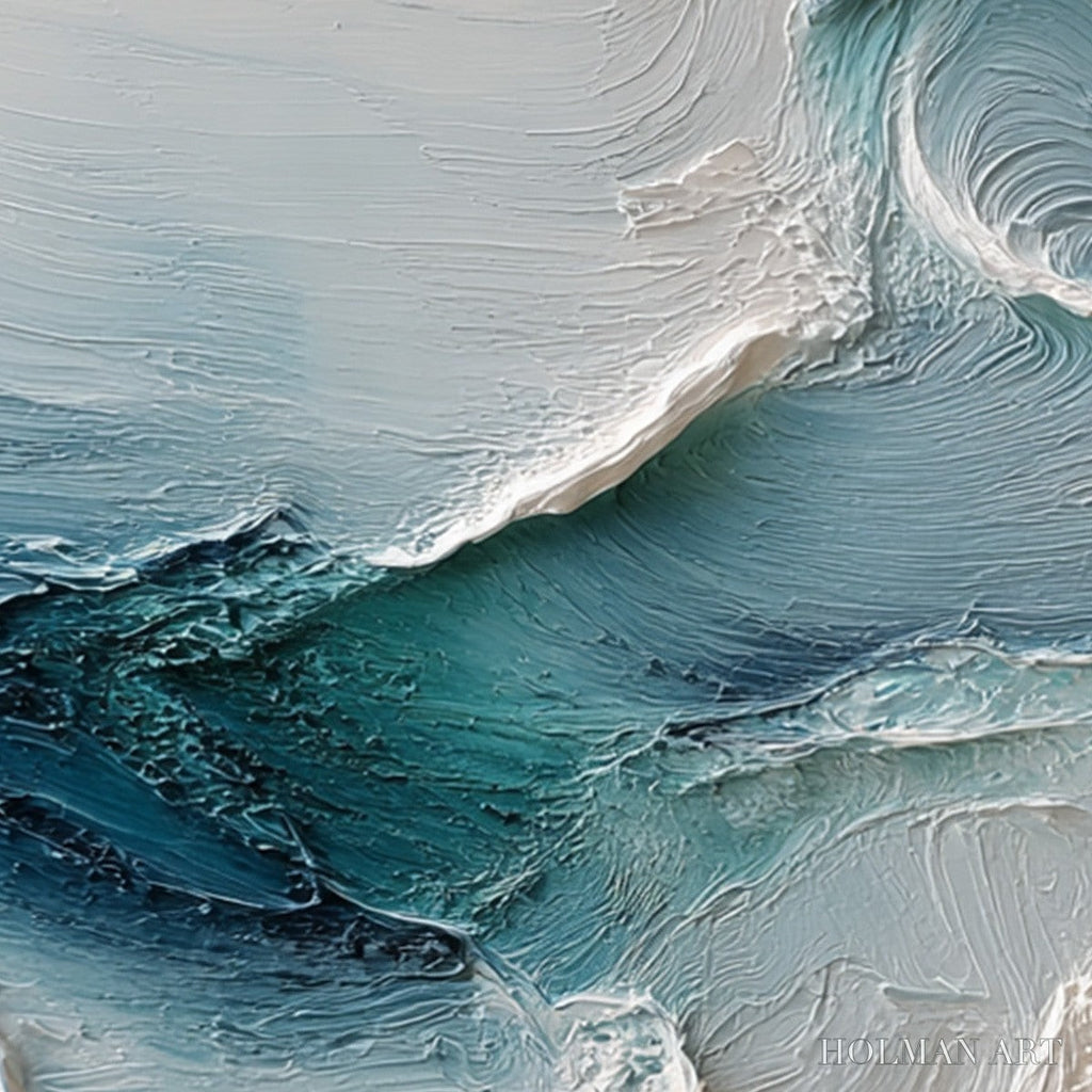 HOLMAN ART Tidal Rhythm – Wabi Sabi Textured Abstract Ocean Wave Painting - image 5