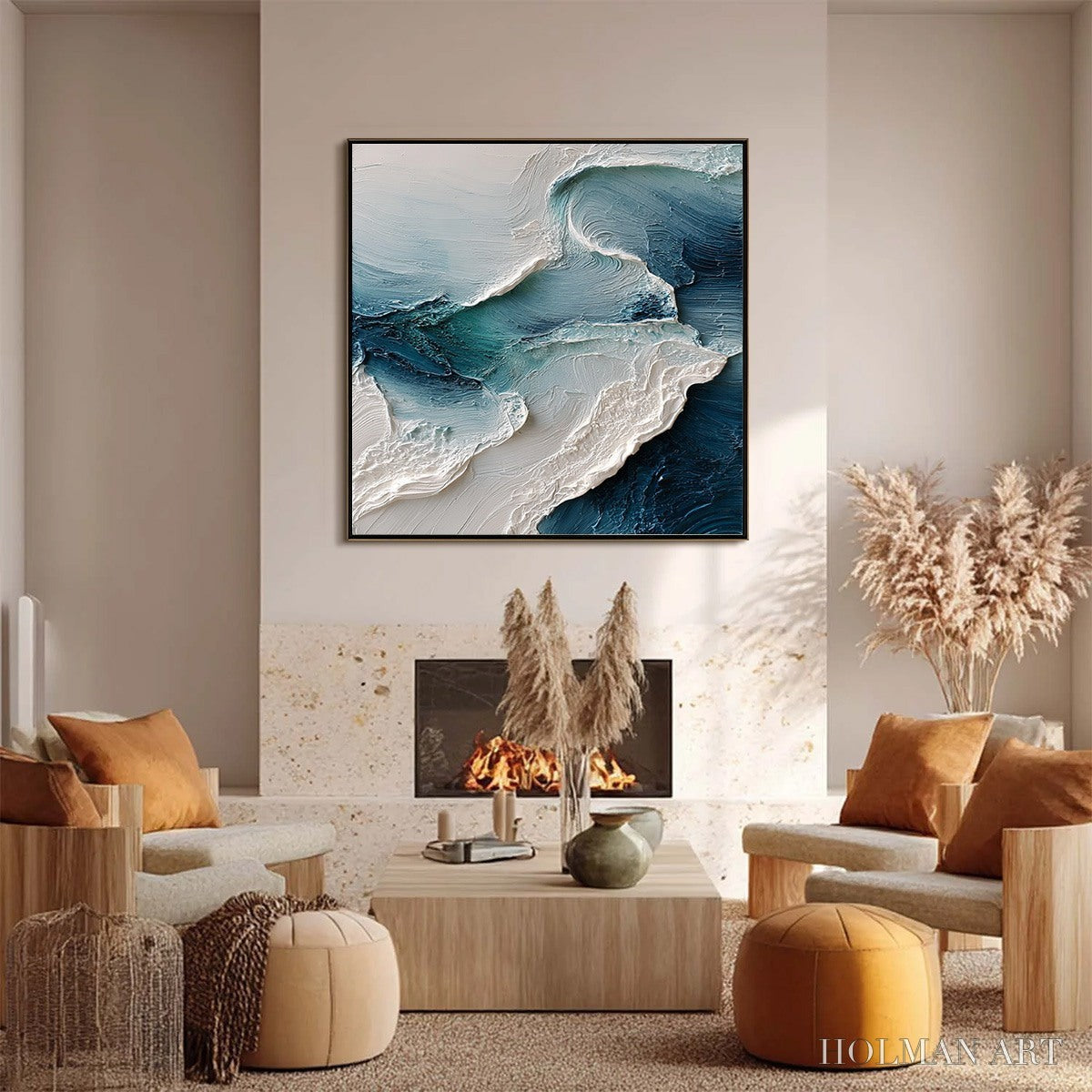 HOLMAN ART Tidal Rhythm – Wabi Sabi Textured Abstract Ocean Wave Painting - image 6
