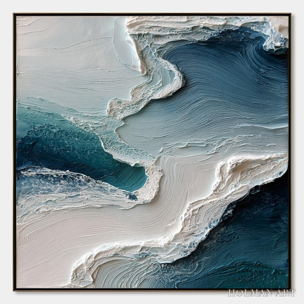 HOLMAN ART Aegean Tide – Textured Wabi Sabi Abstract Seascape Painting - image 1