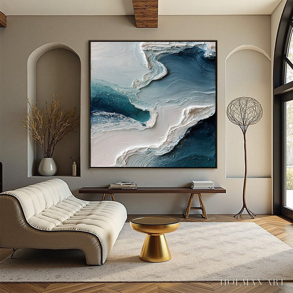HOLMAN ART Aegean Tide – Textured Wabi Sabi Abstract Seascape Painting - image 2