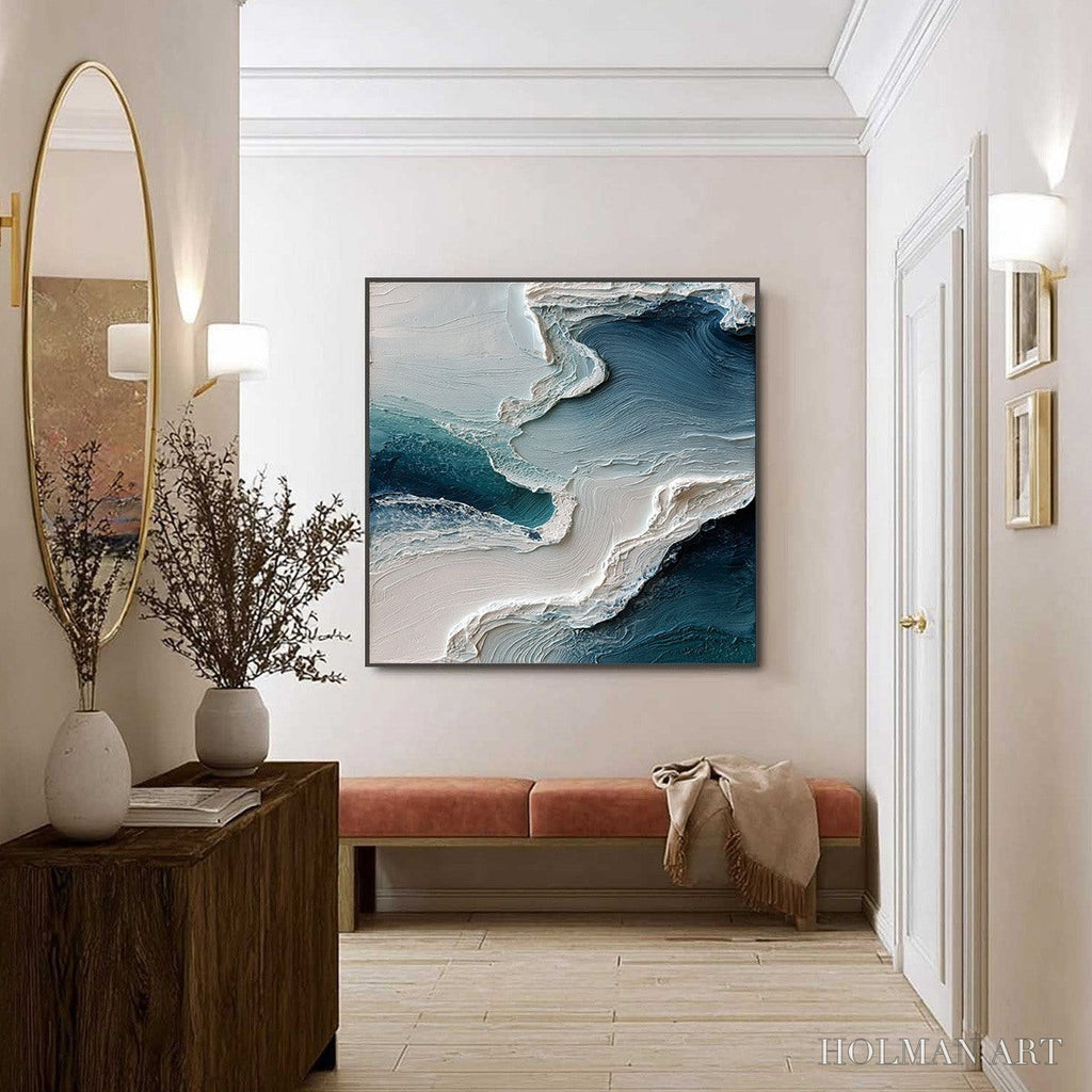 HOLMAN ART Aegean Tide – Textured Wabi Sabi Abstract Seascape Painting - image 4