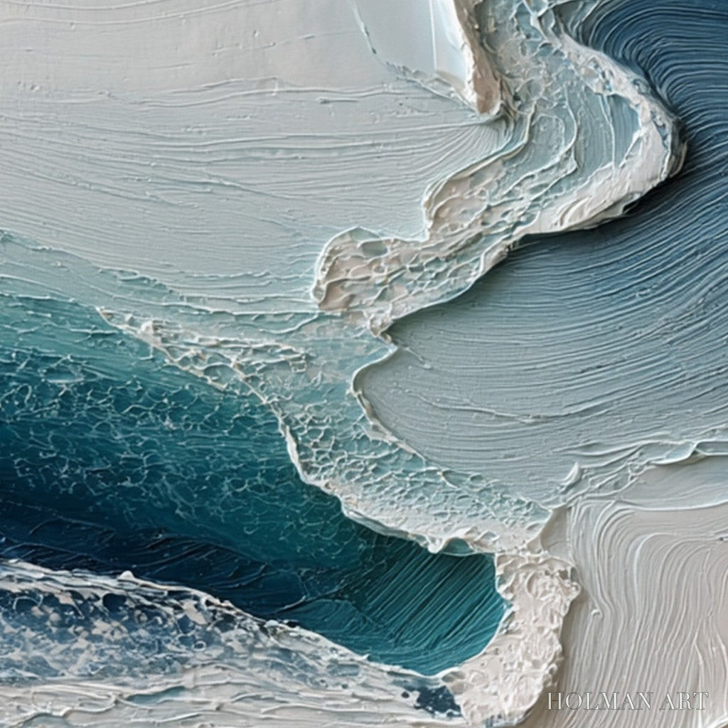 HOLMAN ART Aegean Tide – Textured Wabi Sabi Abstract Seascape Painting - image 5