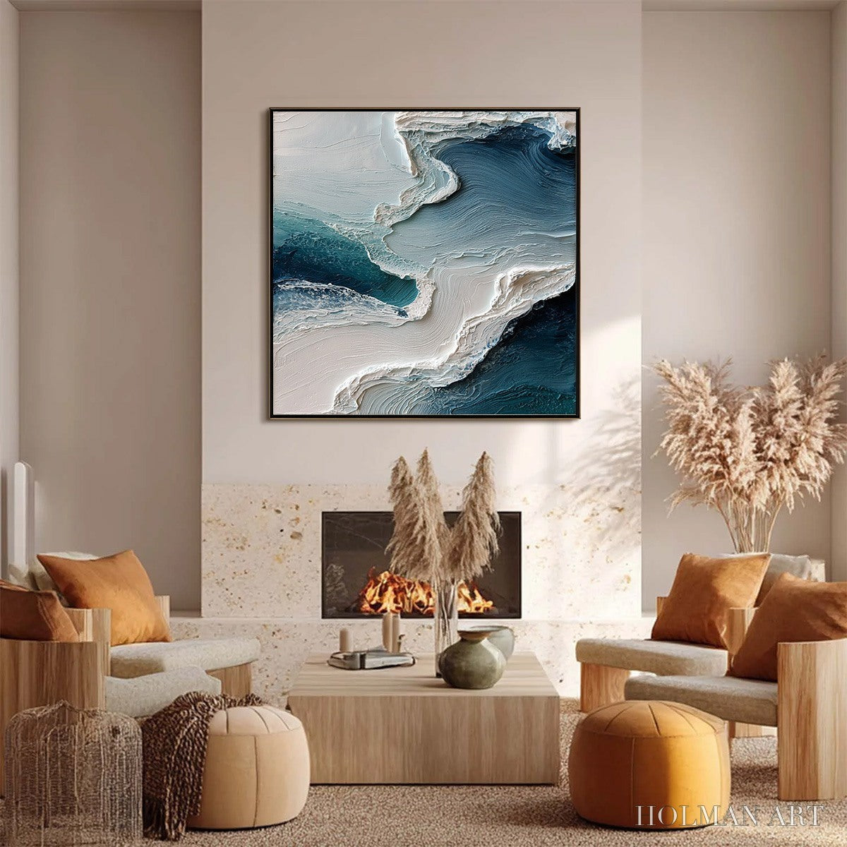 HOLMAN ART Aegean Tide – Textured Wabi Sabi Abstract Seascape Painting - image 6