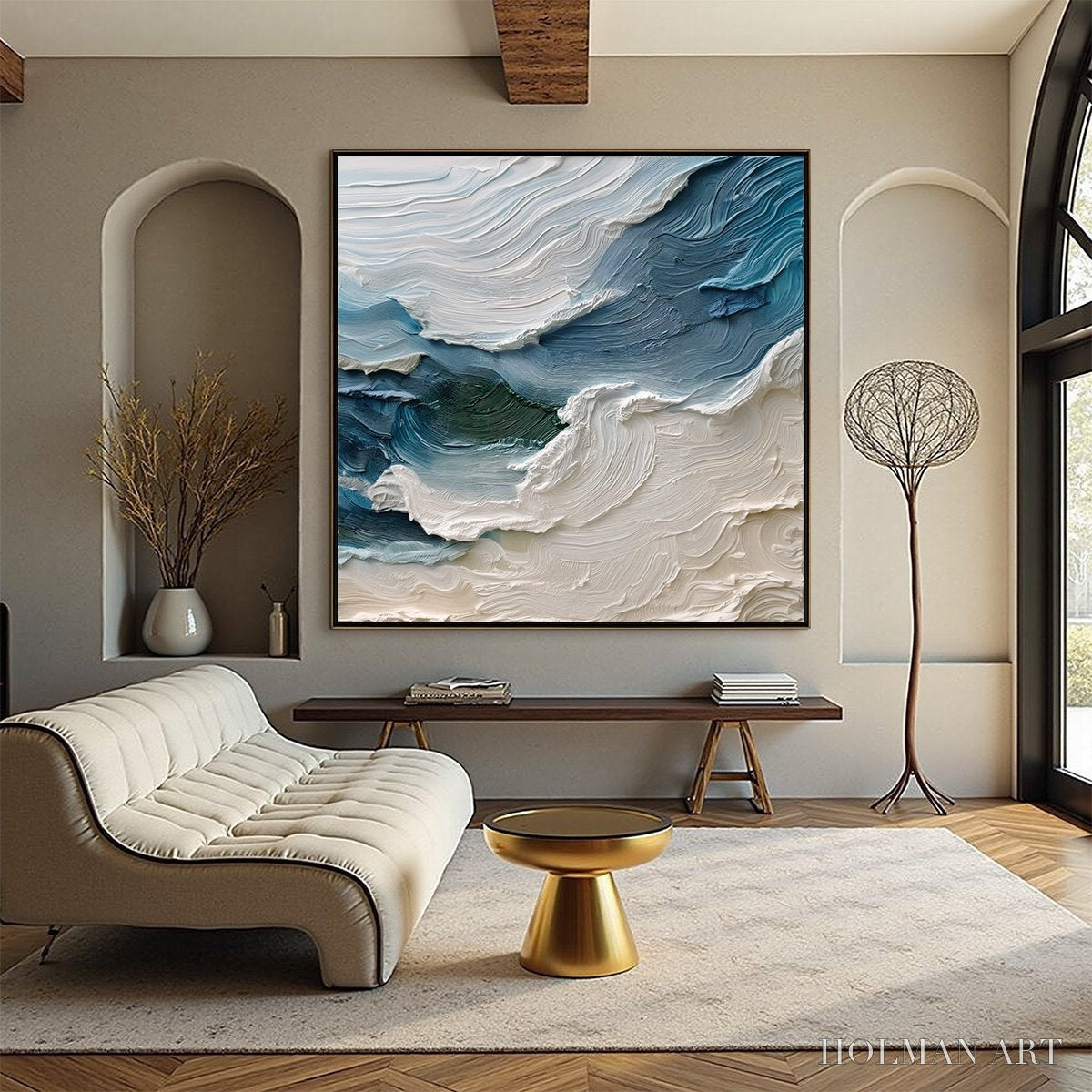 HOLMAN ART Atlantic Swell – Heavily Textured Abstract Seascape Painting for Coastal Decor - image 4