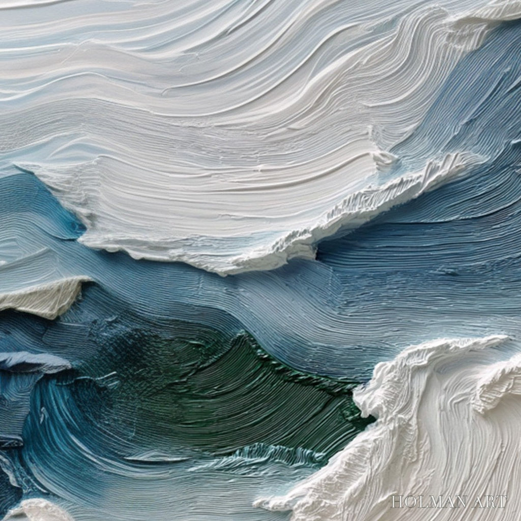 HOLMAN ART Atlantic Swell – Heavily Textured Abstract Seascape Painting for Coastal Decor - image 5