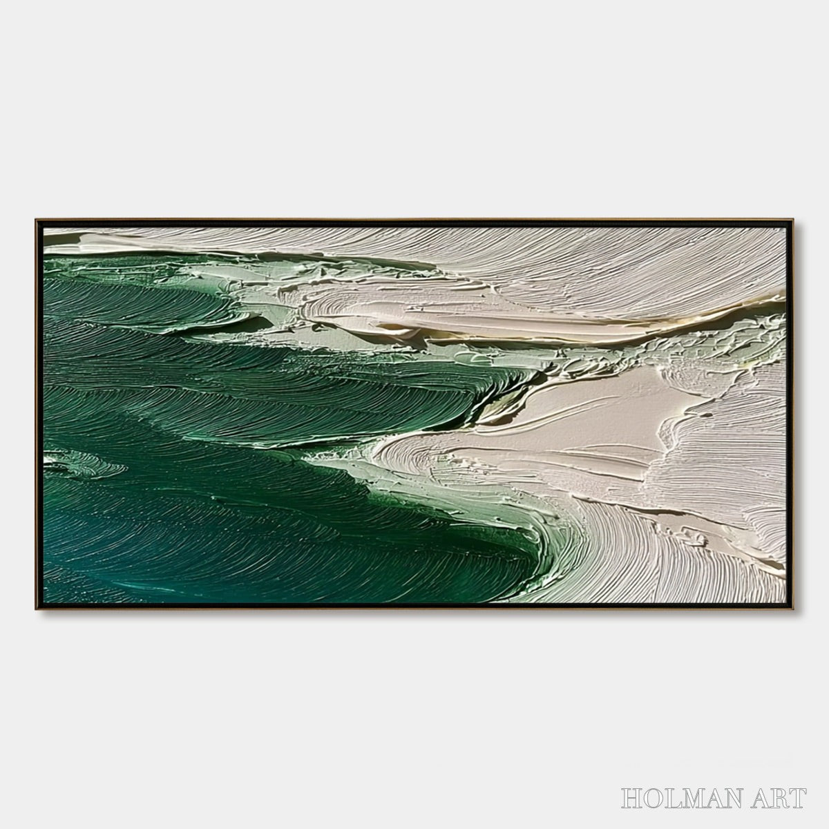 HOLMAN ART Emerald Tide – Textured Wabi Sabi Abstract Coastal Painting - image 1