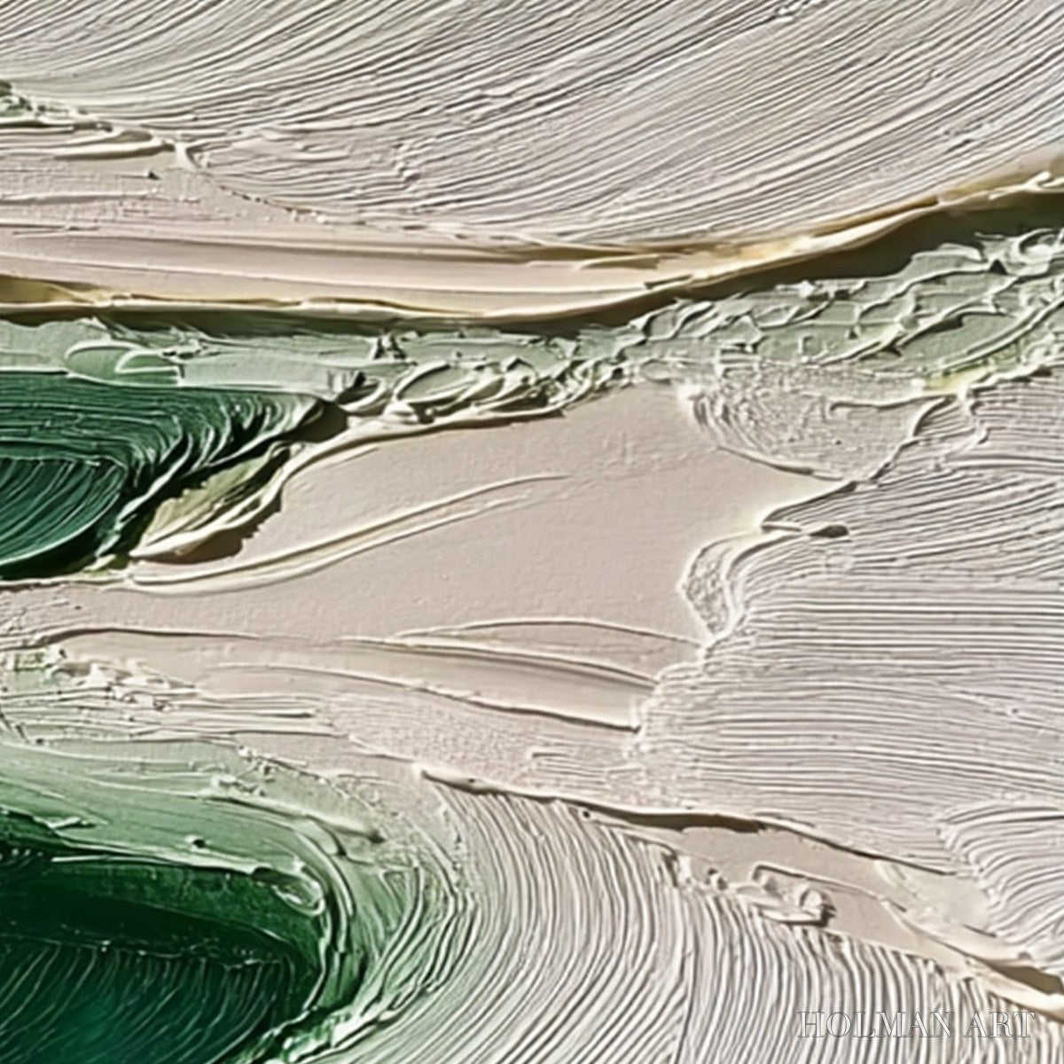 HOLMAN ART Emerald Tide – Textured Wabi Sabi Abstract Coastal Painting - image 3
