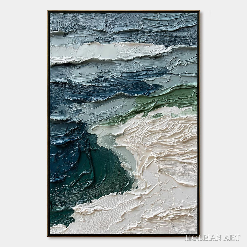 HOLMAN ART Atlantic Crest – Textured Wabi Sabi Seascape Impasto Oil Painting - image 1