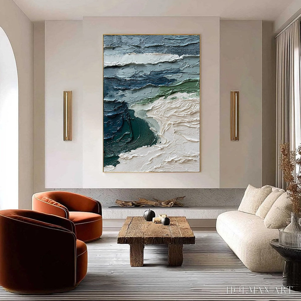HOLMAN ART Atlantic Crest – Textured Wabi Sabi Seascape Impasto Oil Painting - image 2