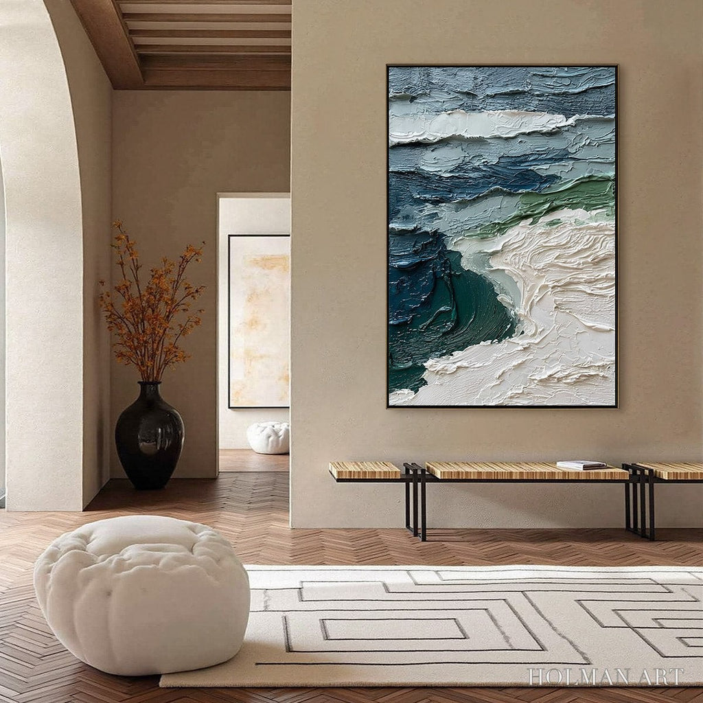 HOLMAN ART Atlantic Crest – Textured Wabi Sabi Seascape Impasto Oil Painting - image 4