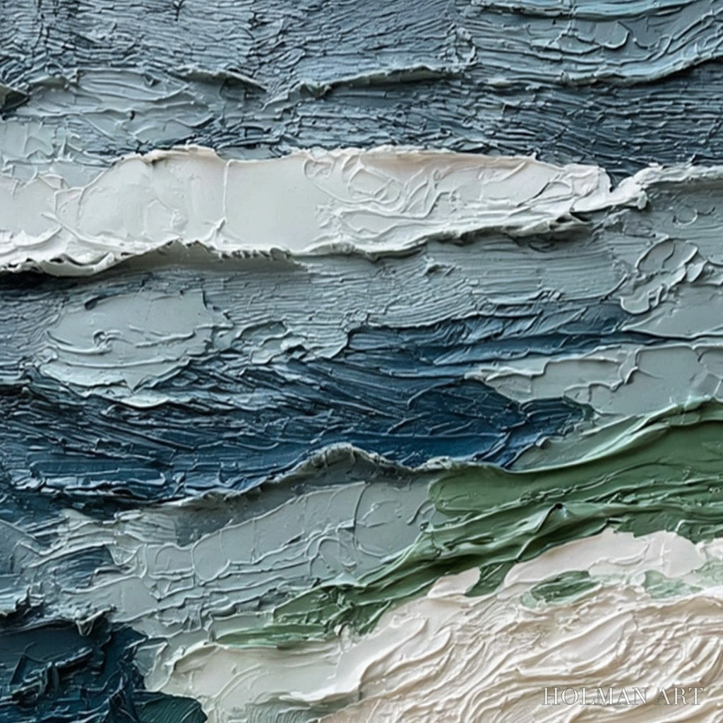 HOLMAN ART Atlantic Crest – Textured Wabi Sabi Seascape Impasto Oil Painting - image 5