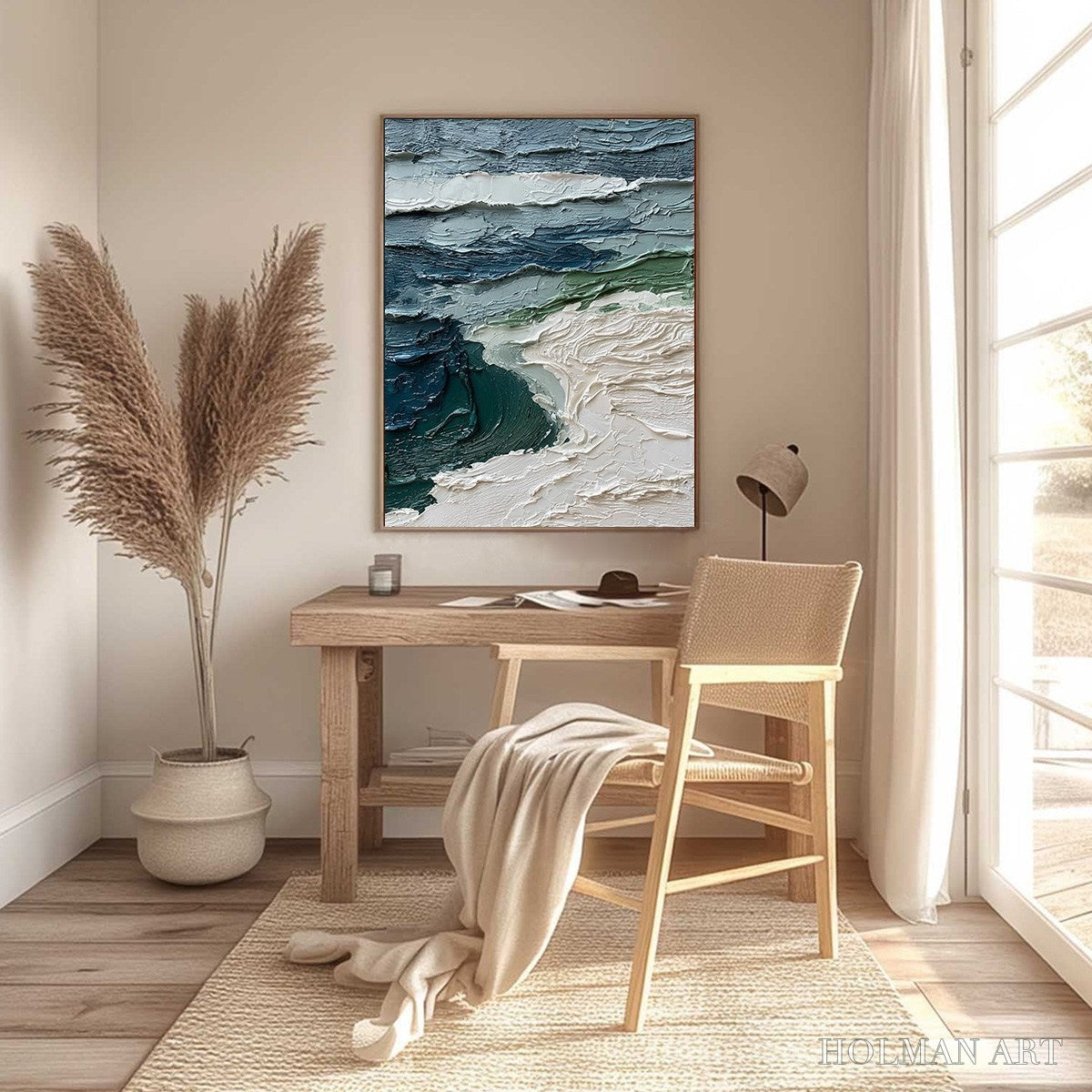 HOLMAN ART Atlantic Crest – Textured Wabi Sabi Seascape Impasto Oil Painting - image 6