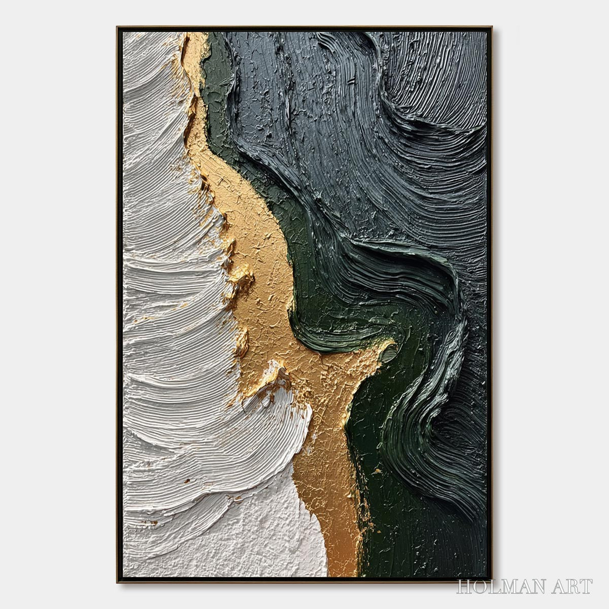 HOLMAN ART Emerald Shore – Textured Abstract Wabi Sabi - image 1