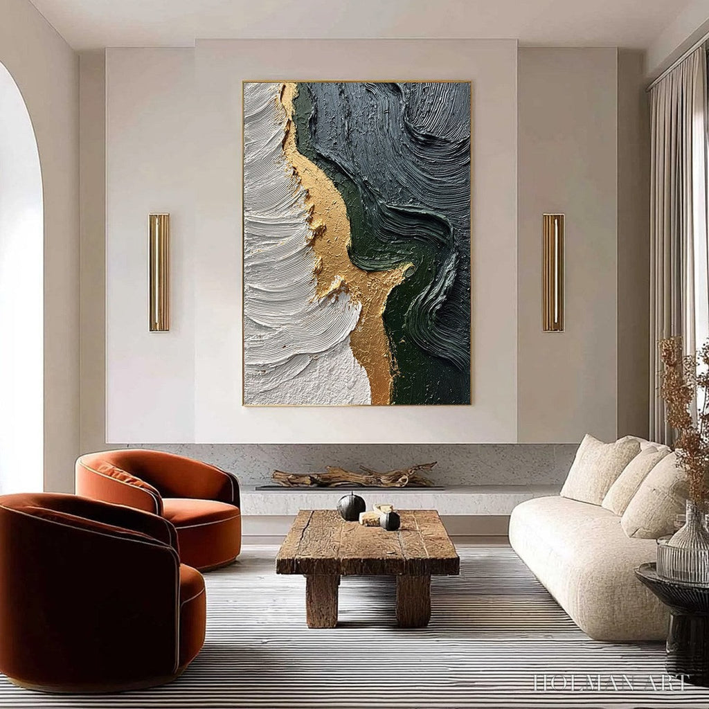 HOLMAN ART Emerald Shore – Textured Abstract Wabi Sabi - image 2
