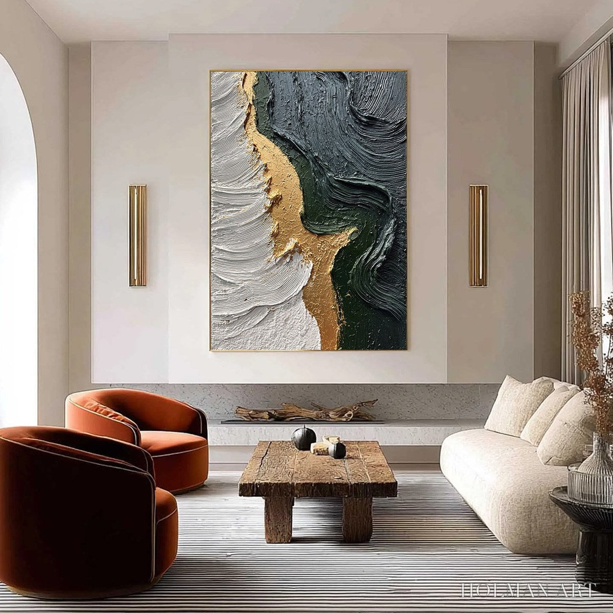 HOLMAN ART Emerald Shore – Textured Abstract Wabi Sabi - image 2