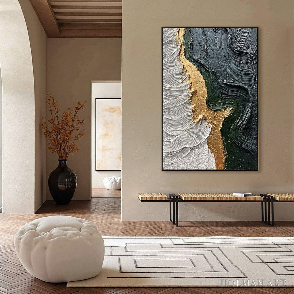 HOLMAN ART Emerald Shore – Textured Abstract Wabi Sabi - image 4