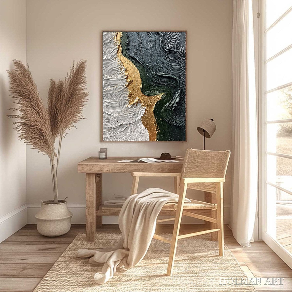 HOLMAN ART Emerald Shore – Textured Abstract Wabi Sabi - image 6
