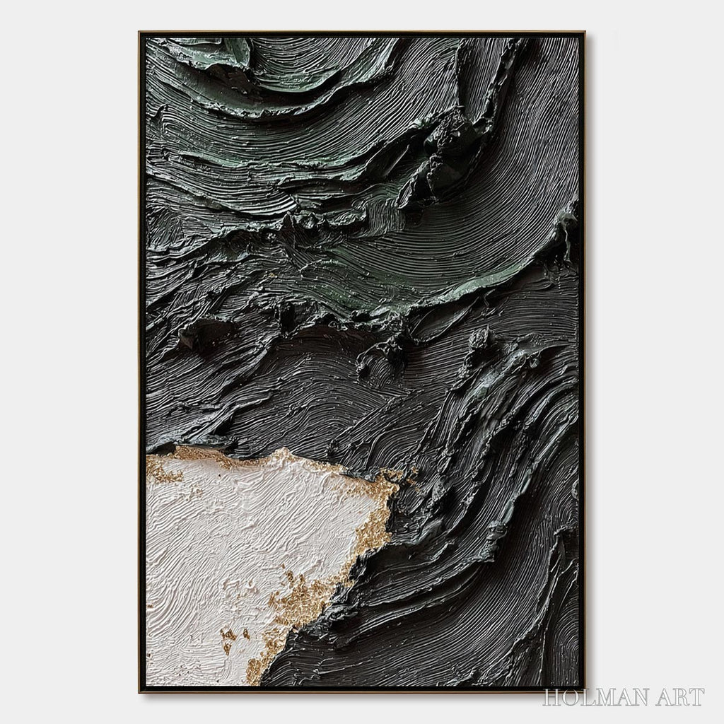 HOLMAN ART Terra Firma – Heavy Texture Wabi Sabi Abstract Painting with Gold Leaf - image 1