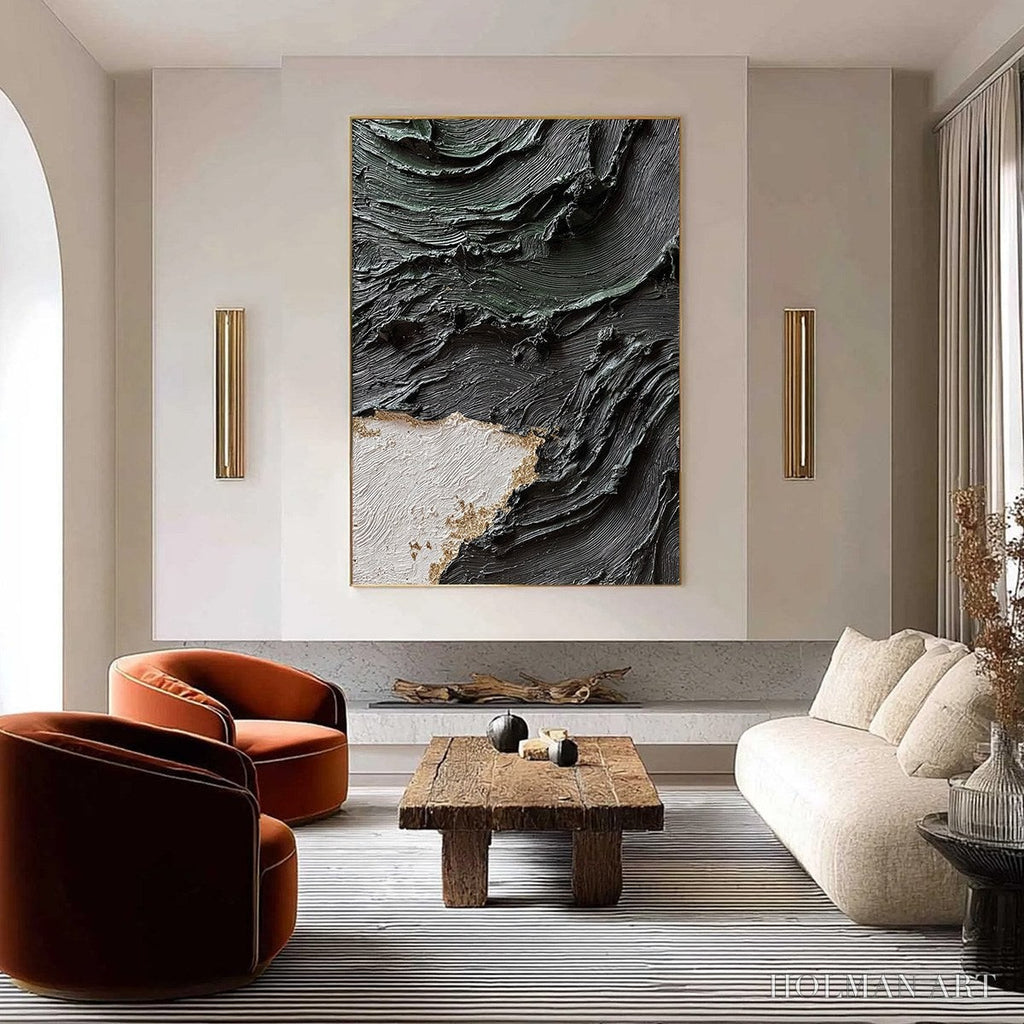 HOLMAN ART Terra Firma – Heavy Texture Wabi Sabi Abstract Painting with Gold Leaf - image 2