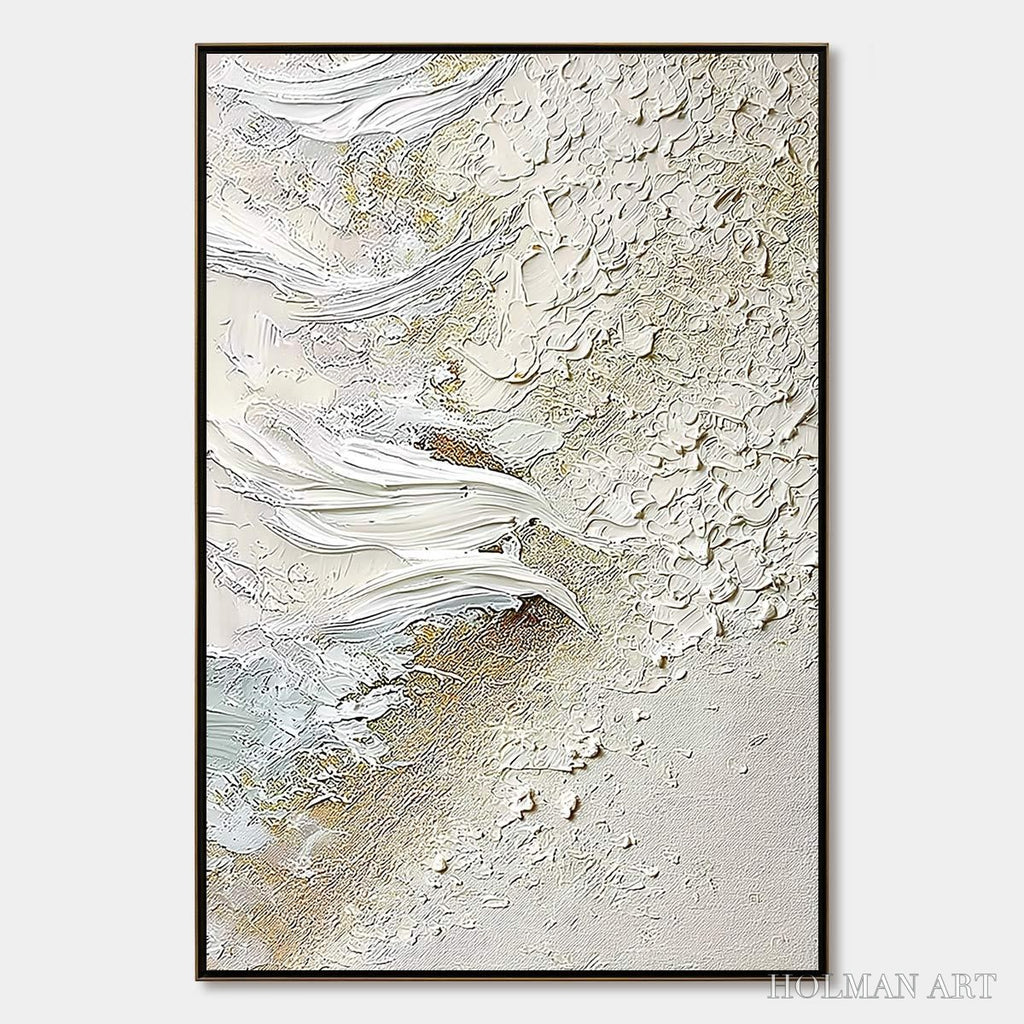 HOLMAN ART Whitewater Whisper – Textured Wabi Sabi Abstract Seascape Painting - image 1