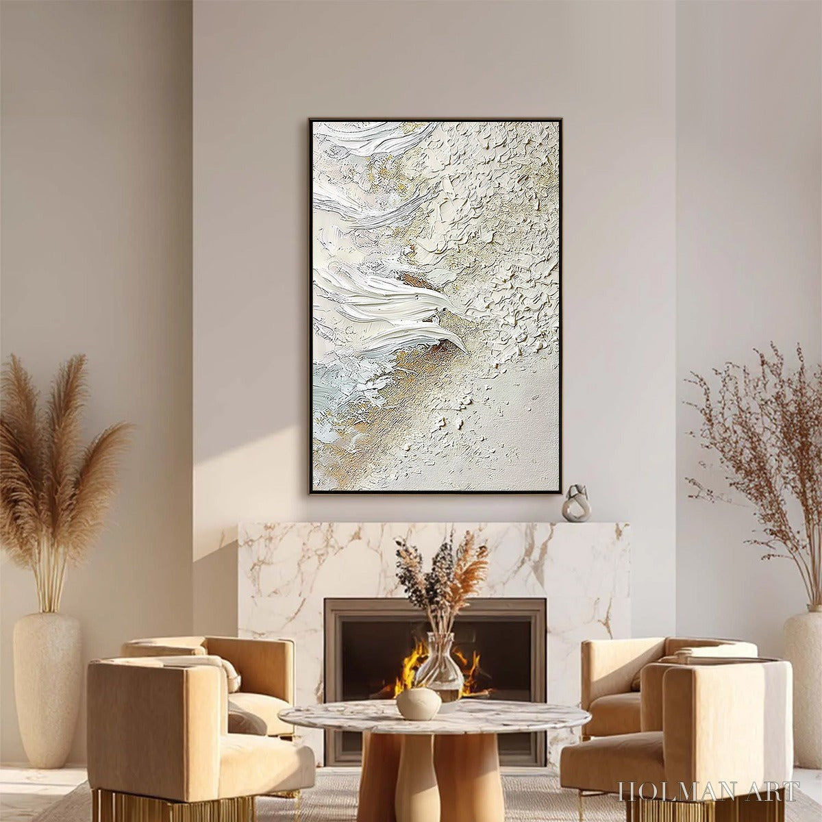 HOLMAN ART Whitewater Whisper – Textured Wabi Sabi Abstract Seascape Painting - image 2