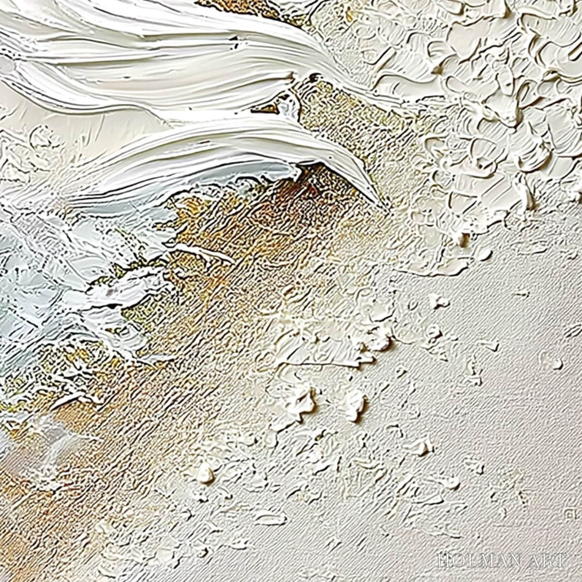HOLMAN ART Whitewater Whisper – Textured Wabi Sabi Abstract Seascape Painting - image 3