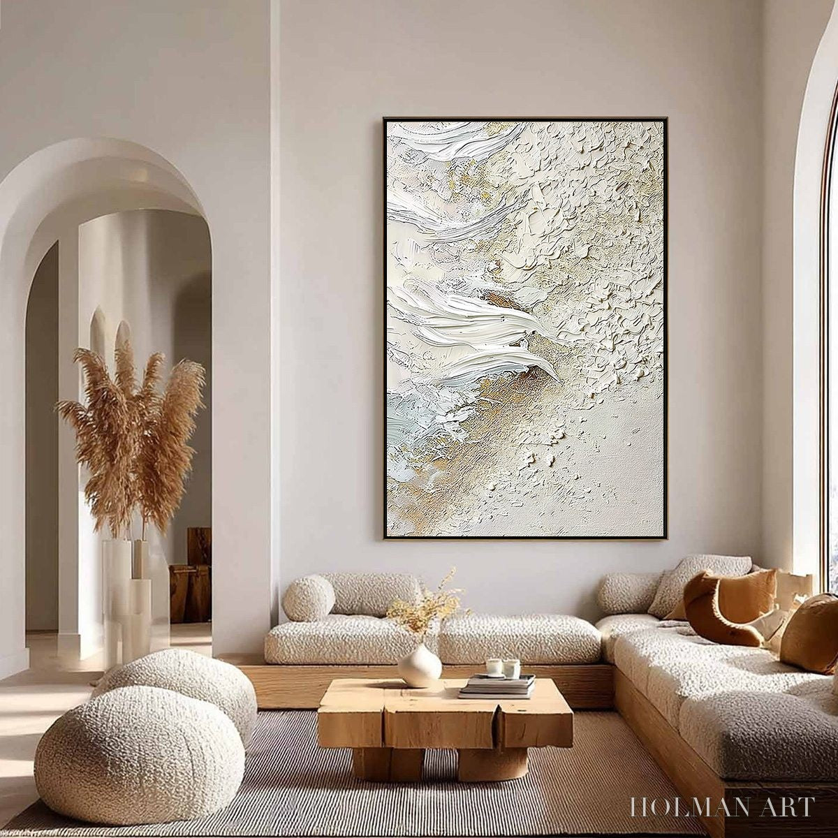 HOLMAN ART Whitewater Whisper – Textured Wabi Sabi Abstract Seascape Painting - image 4